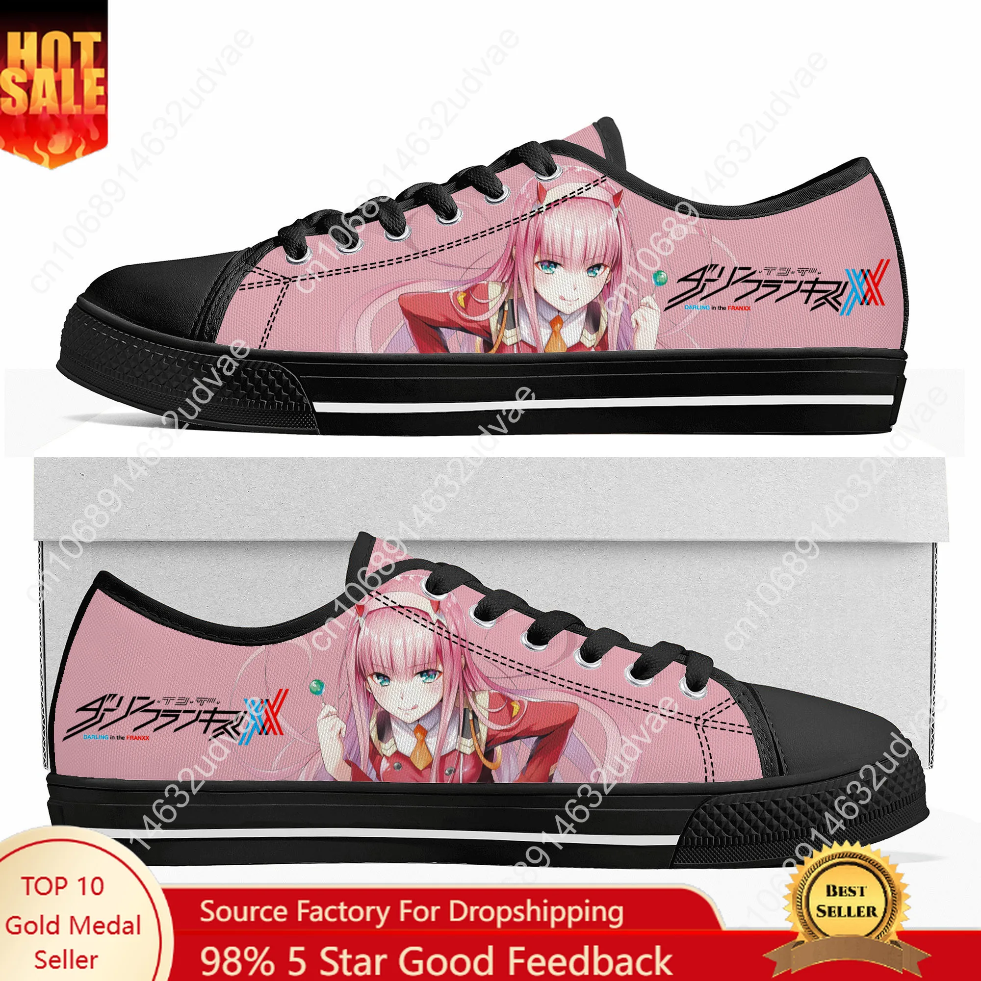 DARLING in the FRANXX Низкие туфли Мужчины Женщины Подростковые кроссовки Холст Высококачественные кроссовки Повседневная обувь для пар на заказ Черная подошва