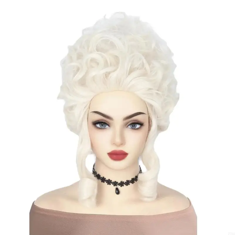 77HE Platinums Blonde Short Curly Blonde Beehived Queen Cosplay Cosplay Costume Wigs для женского парика вечеринки