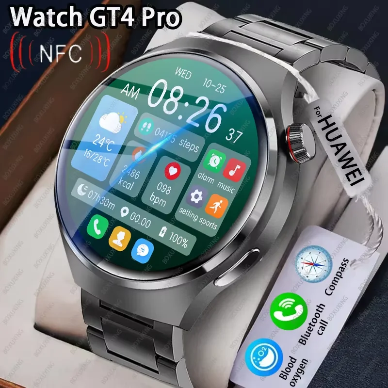 Новые умные часы для Huawei GT4 PRO, мужские часы 4 Pro AMOLED, Bluetooth-вызов, GPS, NFC, пульс, IP68, водонепроницаемые, мужские, SmartWatch 2024