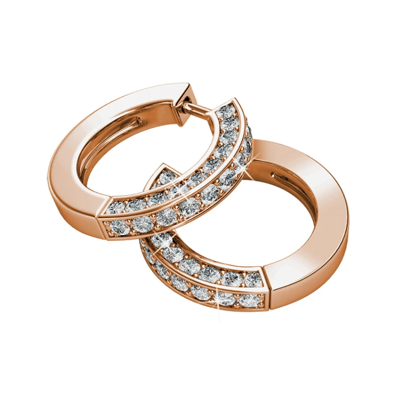 Фото Daisini Изысканные серьги-кольца диаметром 16 мм, украшенные кристаллами премиум-класса из 18-каратного золота Swarovski, ювелирные изделия для женщин №4