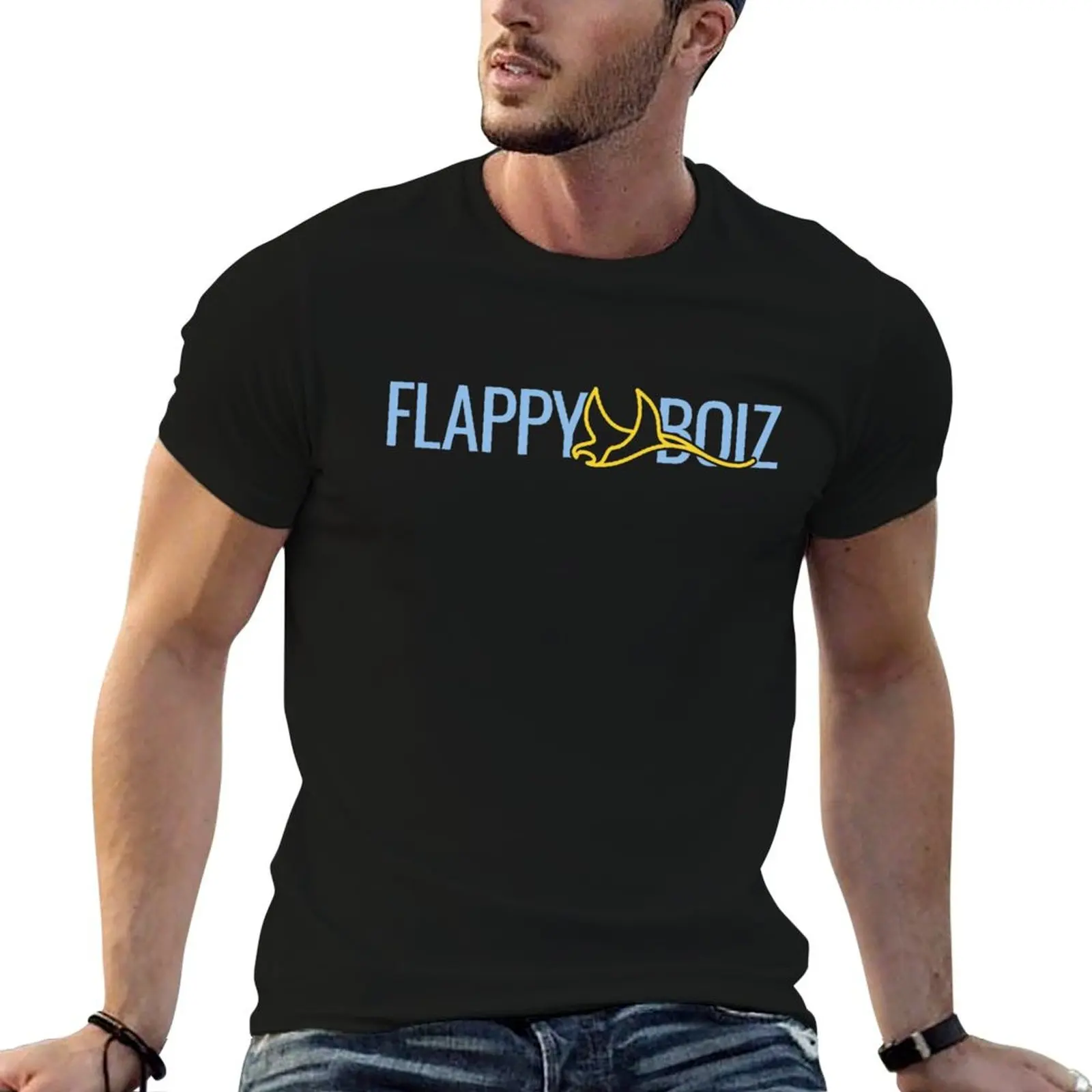 Футболка Flappy Boiz TB Rays Fanz, светло-голубая и желтая футболка, одежда больших размеров, винтажные футболки, мужская одежда