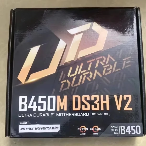 Для новой, в штучной упаковке Gigabyte B450M DS3H V2 поддерживает основную плату Ryzen 1-го до 5-го поколения 5600X 5500.