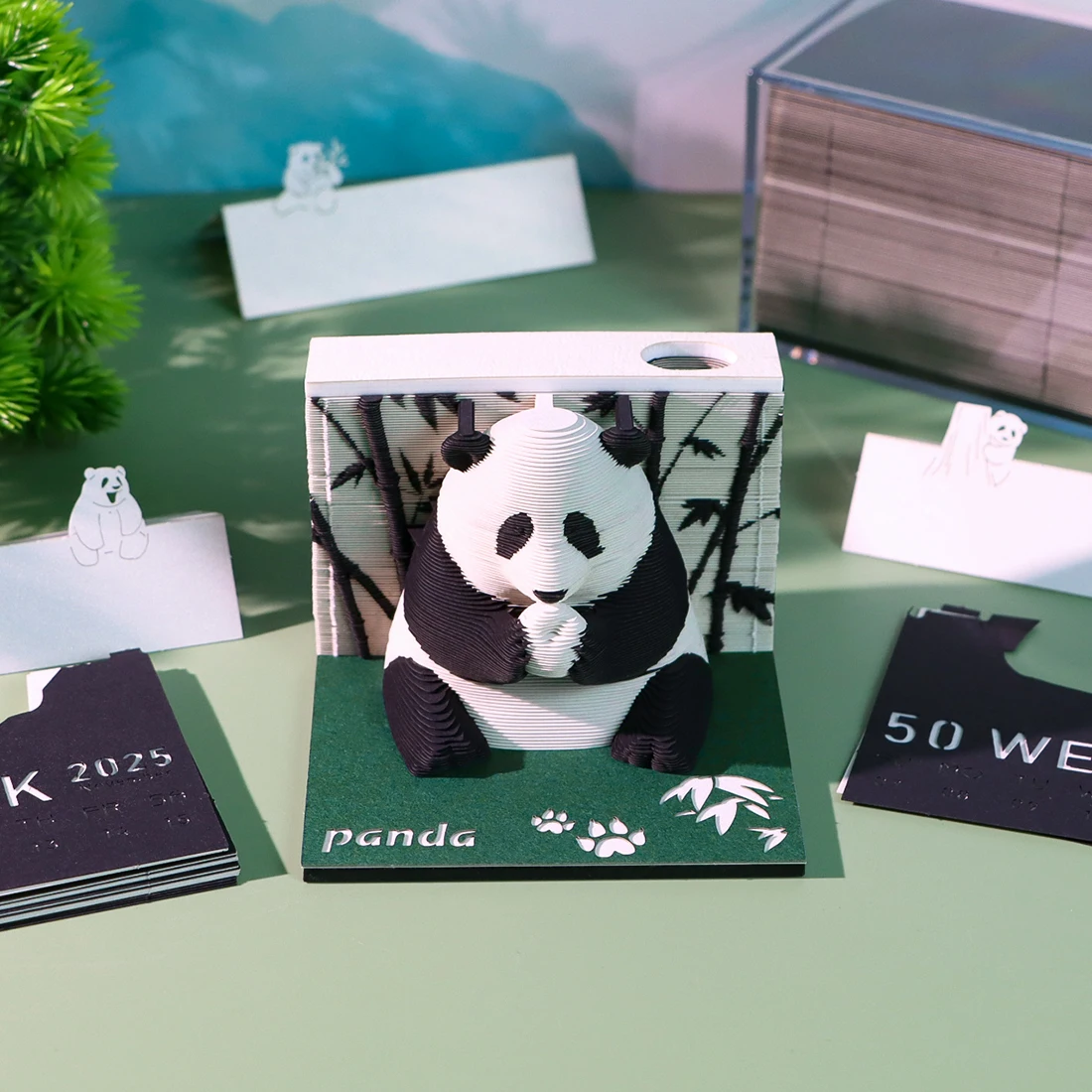 Записная книжка omoshiking, 3D календарь 2025, панда, блокнот для записей, пользовательские блокноты, оптовая продажа, мини-блокнот, аксессуары, новые подарки