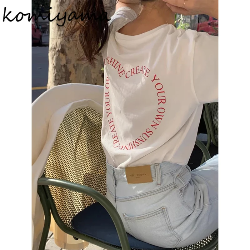 Корейские шикарные топы с буквенным принтом Ropa Mujer, топы с круглым вырезом и короткими рукавами, повседневная футболка, лето 2025, простая женская одежда