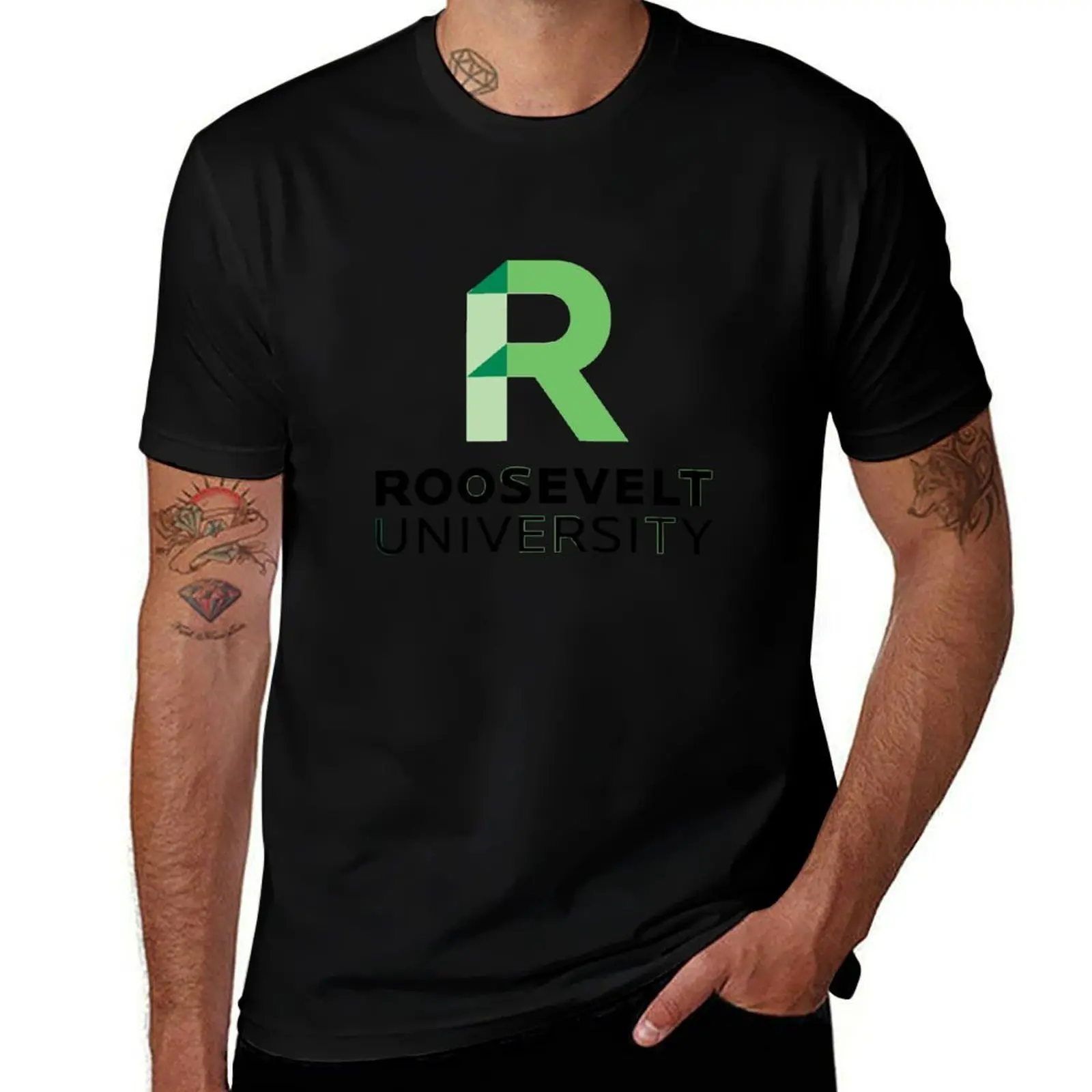Футболка Roosevelt College, мужские футболки, хлопковая футболка с аниме, футболка