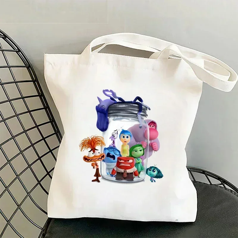Inside Out 2, новая холщовая сумка с мультяшным принтом, милые сумки на плечо, многоразовая сумка для хранения покупок для детей и взрослых