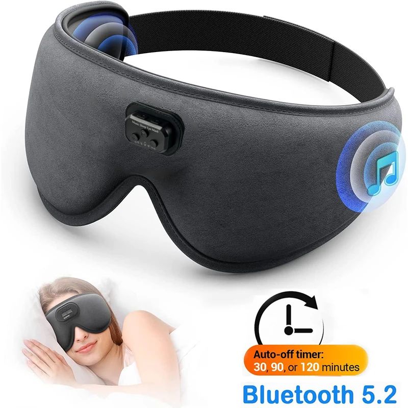 Наушники для сна белые с шумоподавлением HD 3D Bluetooth 5,2 шелковая маска для сна автоматическое отключение 100% затемняющие накладки на глаза для сна