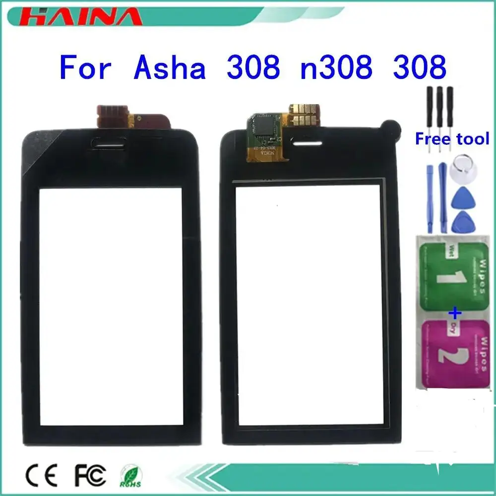 3,0 дюймов для Nokia Asha 308 309 310 сенсорный экран стекло дигитайзер панель объектив Сенсорное стекло бесплатно клейкие и салфетки