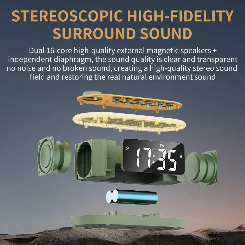 T13 2024, новая портативная профессиональная Hi-Fi мини-беспроводная музыкальная звуковая акустическая система со светодиодным будильником для динамиков для спальни (art.: 3920cf3d97829) - 3920cf3d97829