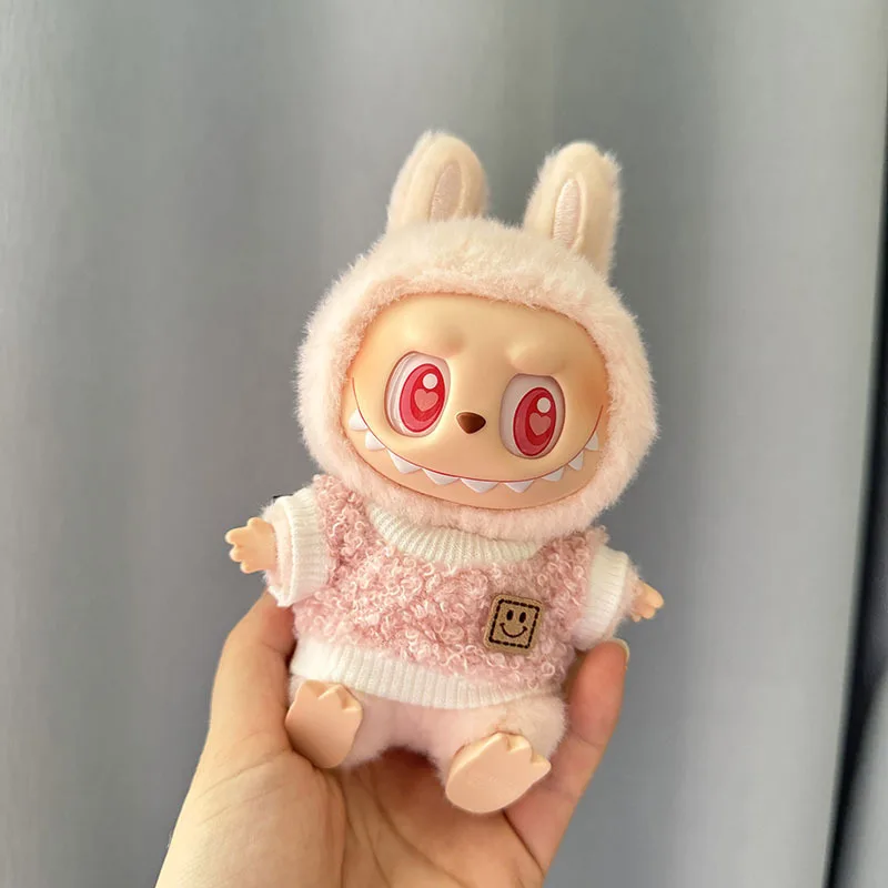 Фото 17 см мини-плюшевая кукла, одежда, аксессуары для корейки Kpop Exo Labubu II Idol, куклы для сидения, клетчатый комбинезон, одежда №2