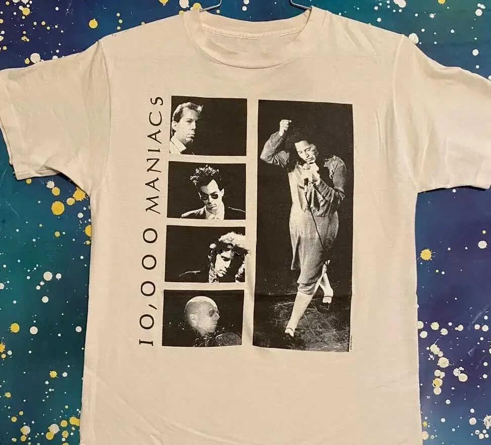Белая хлопковая рубашка унисекс большого размера Vtg 1000 Maniacs