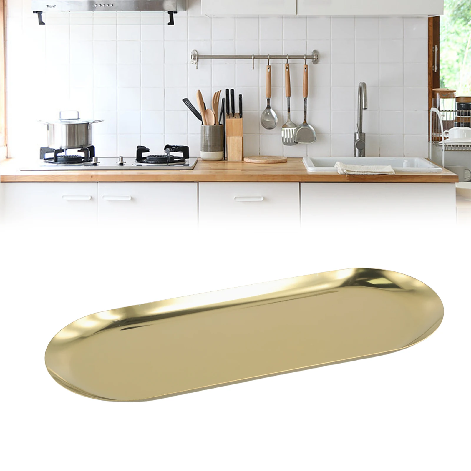 Фото Кухонная тарелка Kitch, поднос для туалета, косметика, кухонные аксессуары, кухонный поднос для хранения, овальный поднос для чая и фруктов №3
