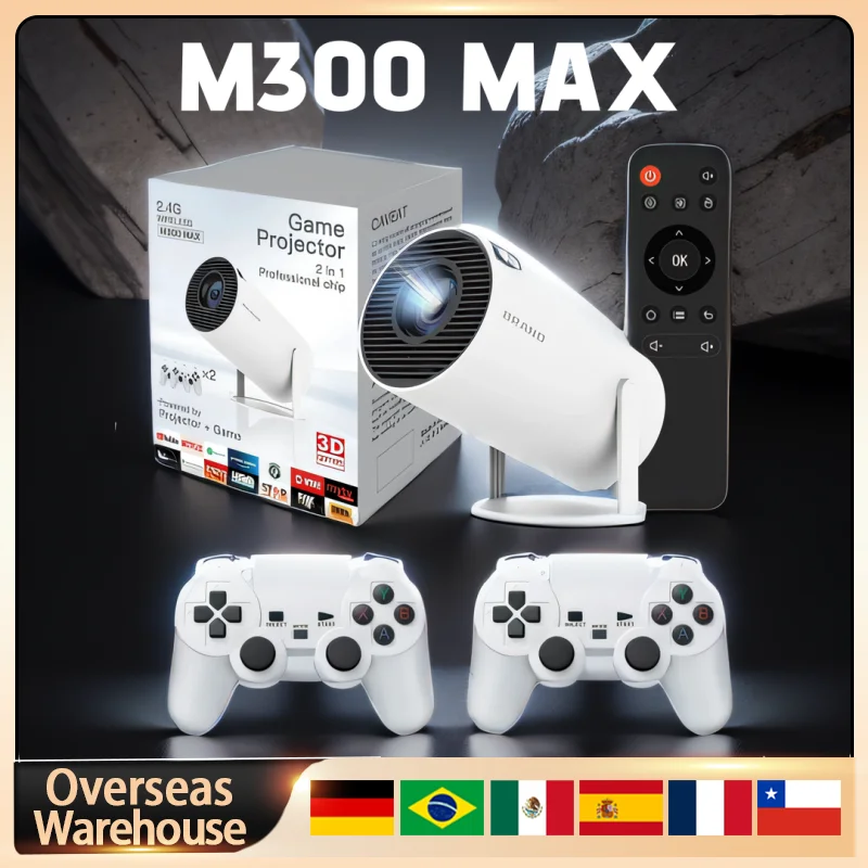 M300 MAX Ретро игровая консоль Домашний проектор 720P Android11 Система Мини Портативный интеллектуальный проектор 64 ГБ M300 Макс. подарки