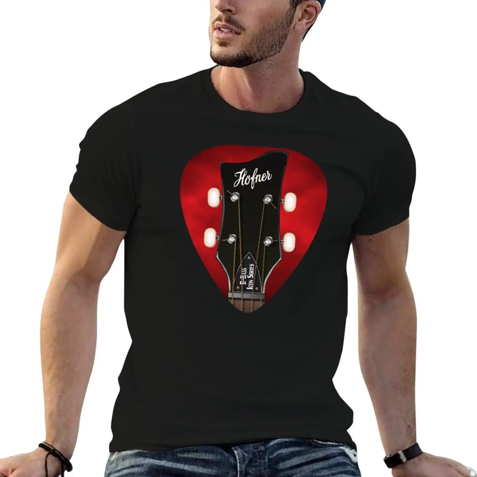 Футболка GUITAR HEADSTOCK PICK ART-HOFNER B-BASS, мужские хлопковые мужские футболки для мужчин, повседневная футболка