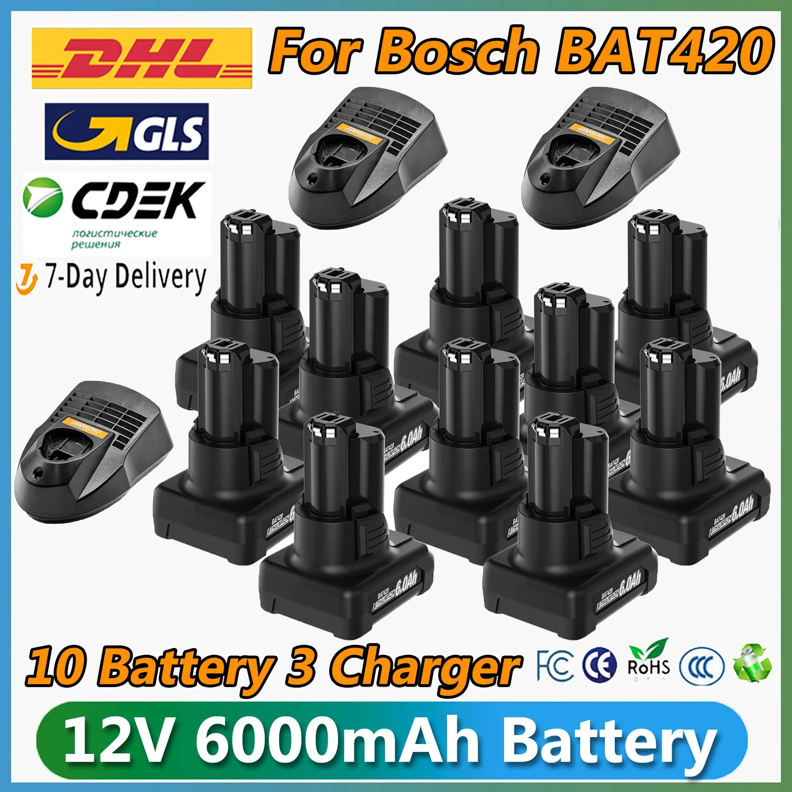 Литий-ионный аккумулятор для Bosch BAT420, 12 В, 6,0 Ач, для Bosch BAT411, BAT412A, BAT413A, сменная батарея для электроинструмента
