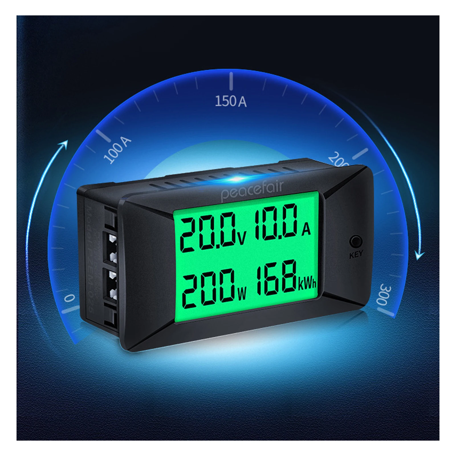 Цифровой вольтметр-Амперметр H50 DC 0-300 в, а, а, ЖК-дисплей, вольтметр, амперметр, панель Ампера, кВтч-метр Tegangan Arus