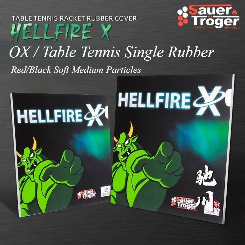 HELLFIREX OX Table Tennis Single Rubber Long Pimples Red/Black Soft Medium Particles Height 2.1mm Diameter 2mm ITTF Approved