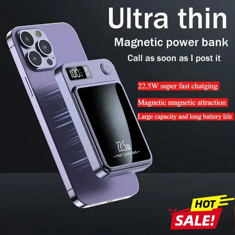 22,5 Вт 10000 мАч беспроводной магнитный Qi PowerBank тонкий портативный Powerbank Type C мини быстрое зарядное устройство для IPhone Samsung Huawei Xiaomi
