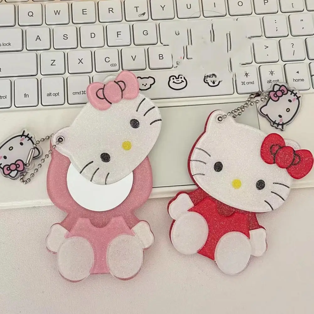 Sanrio Hello Kitty, слайд-чехол, зеркало, пряжка для ключей, подвеска для сумки, украшения, мультяшная аниме-периферия, креативный дизайн, праздничные подарки