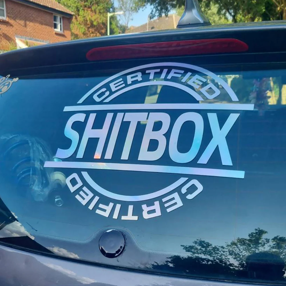 Фото Сертифицированная виниловая наклейка для автомобиля Shitbox, масляный глазок, забавная наклейка на окно автомобиля, декор для дрифта, наклейки, аксессуары №4