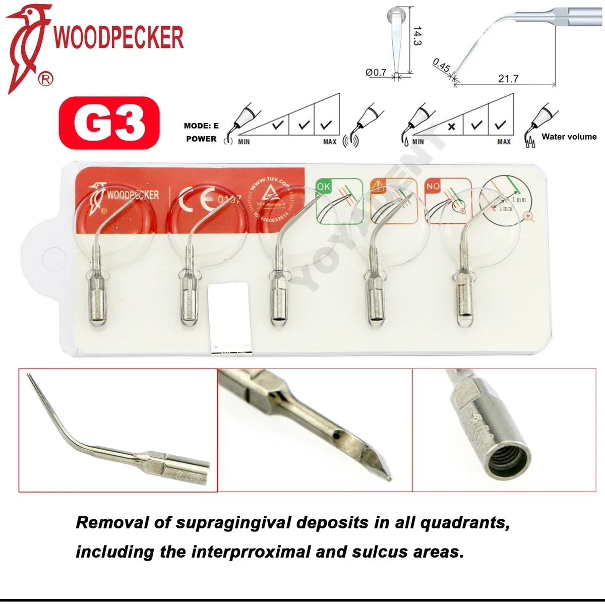 Фото Насадки для стоматологического ультразвукового скалера Woodpecker G1/G2/G3/G4/G5/G6/G7/G8/G9/G10/G11/G12 для наконечника скалера EMS №5