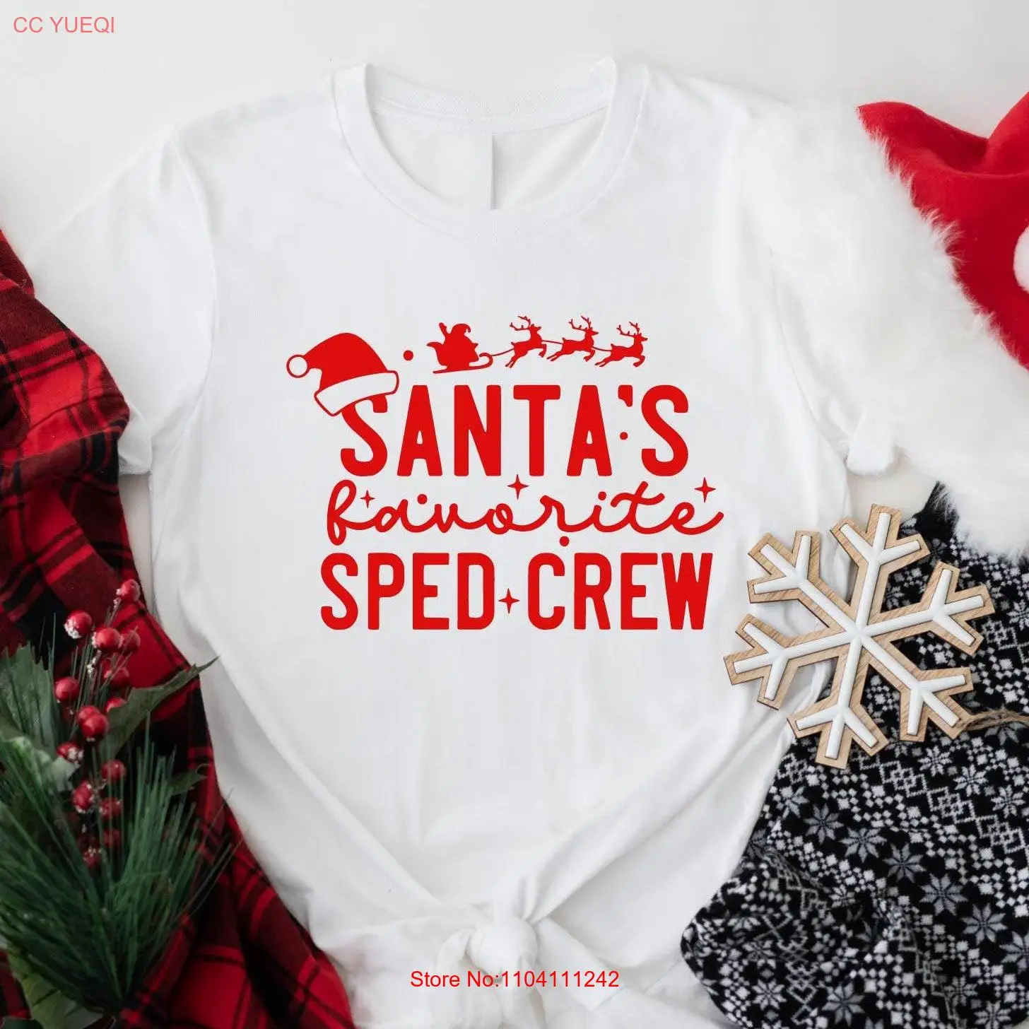 Футболка Santa's Favorite Sped Crew, учитель, рождественский сезон, специальное образование, зимние потребности, группа, Рождество