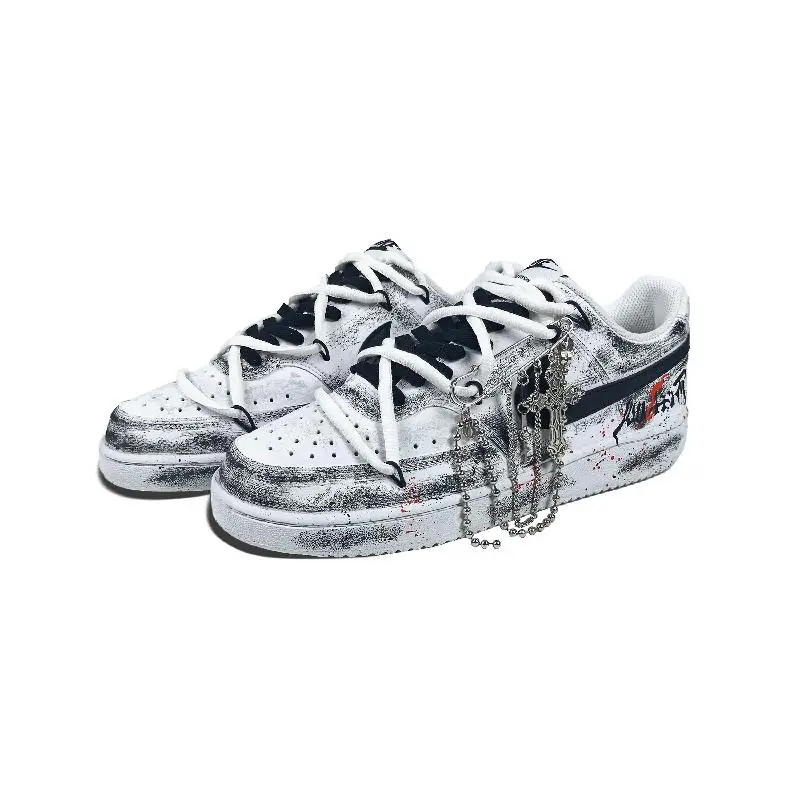 Фото 【Настроить】Nike Court Vision 1, обувь для скейтбординга, мужские низкие белые/красные кроссовки, DH2987-101 №3