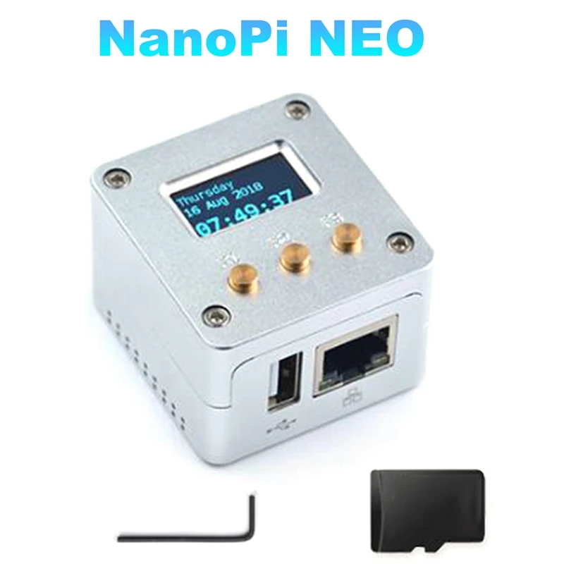 Комплект чехлов Nanopi NEO + OLED дисплей + металлический чехол с открытым исходным кодом H3 макетная плата DDR3 RAM Ubuntu Openwrt Armbian