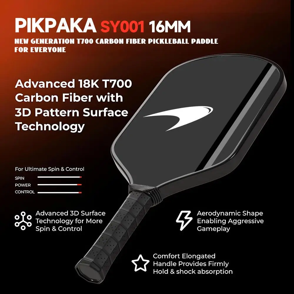 Фото M-McLarenS Роскошный автомобиль P1 Pickleball Paddle T700 Углеродное волокно 16 мм Сотовый сердечник Пескоструйная поверхность Удобная ручка Ракетка №5