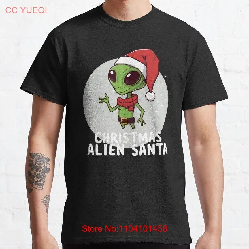 Christmas Alien Santa With Moon Background Christmas T-shirt