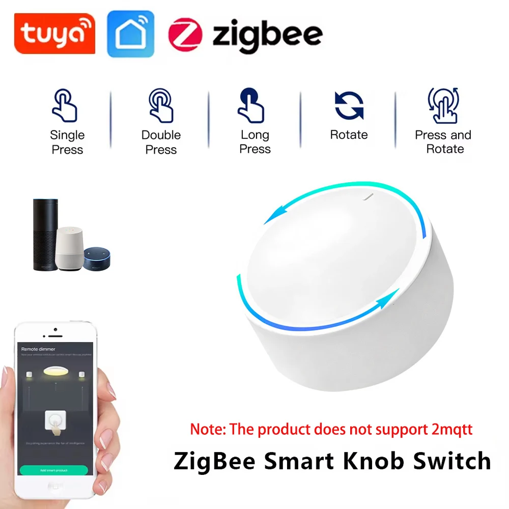 Умная ручка Tuya ZigBee, беспроводная кнопка сцен, вращающийся диммер, бытовая техника, автоматизация связи, пульт дистанционного управления