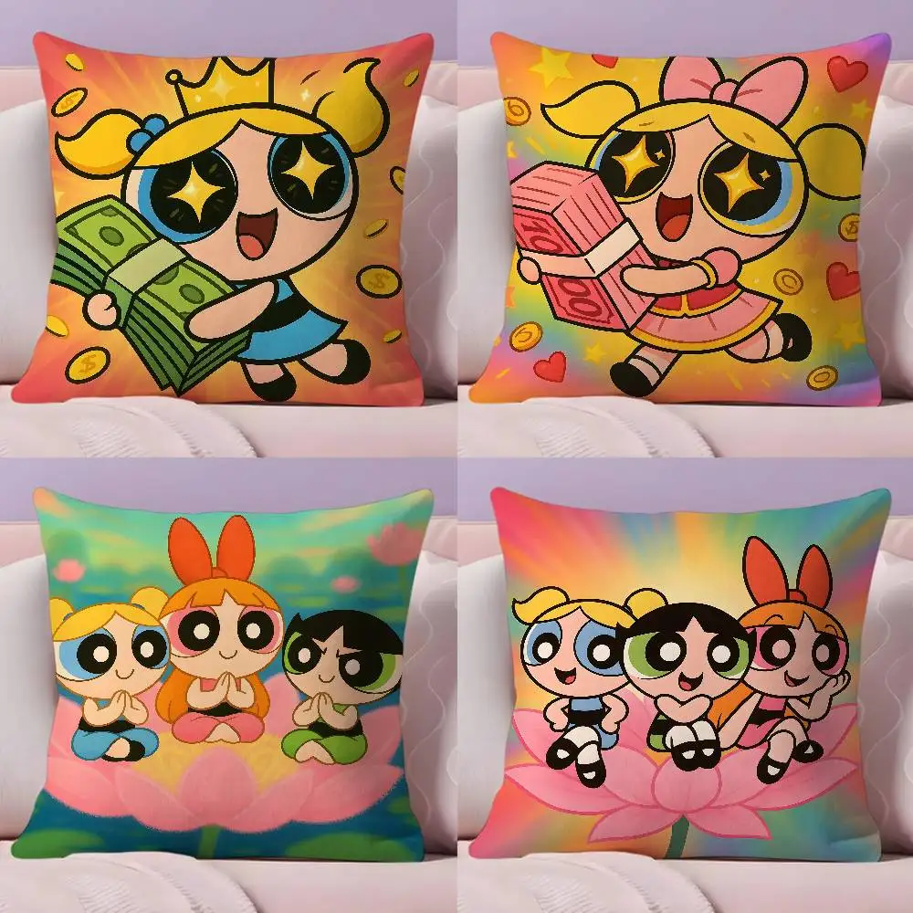 Наволочка для девочек с героями мультфильмов T-The Powerpuff, наволочка, ультрамягкая, приятная для кожи ткань, облако, как комфорт и скрытая молния