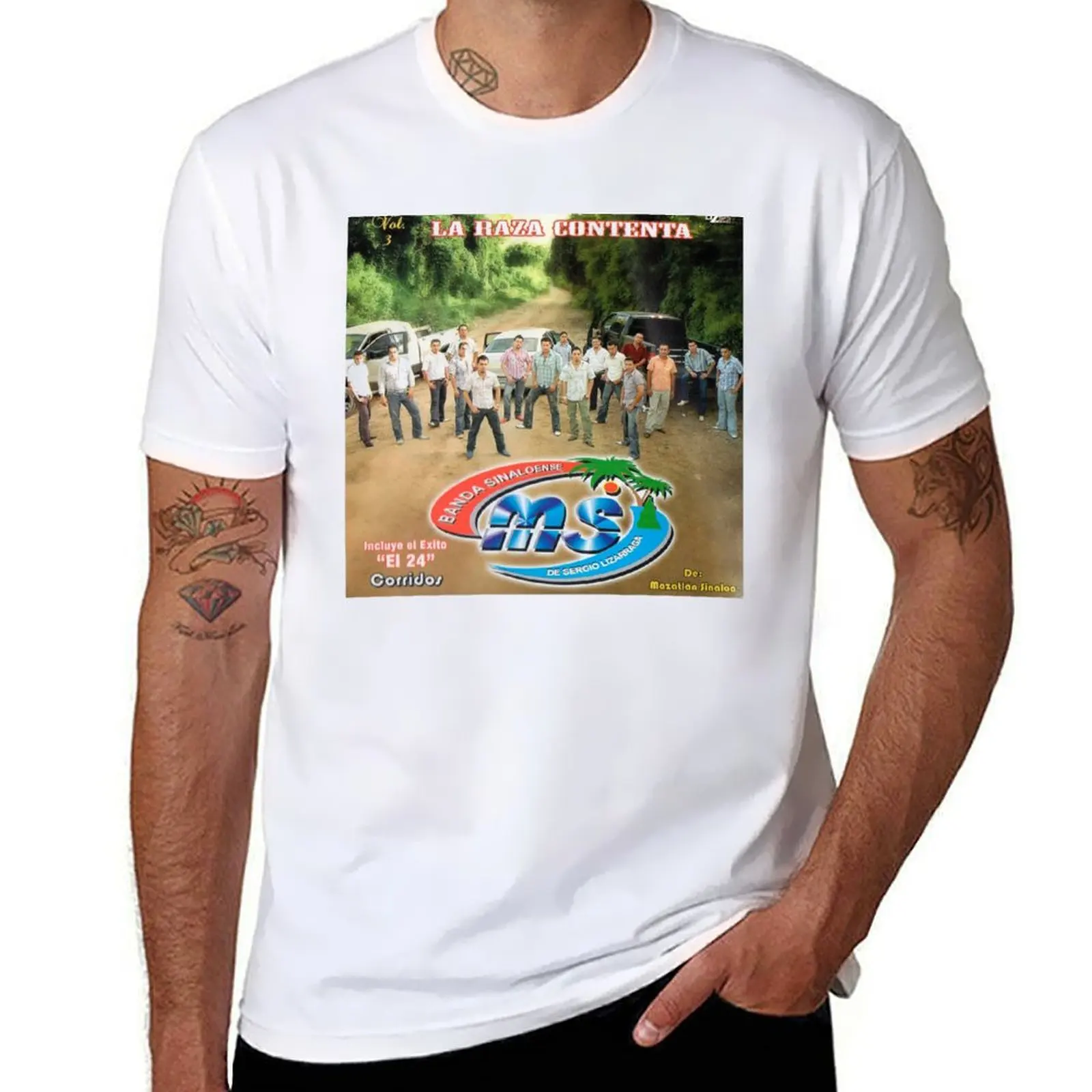 Banda MS - La Raza Contenta album 2007, футболка, мужские футболки для мужчин, повседневные футболки для мужчин, забавная футболка с графикой