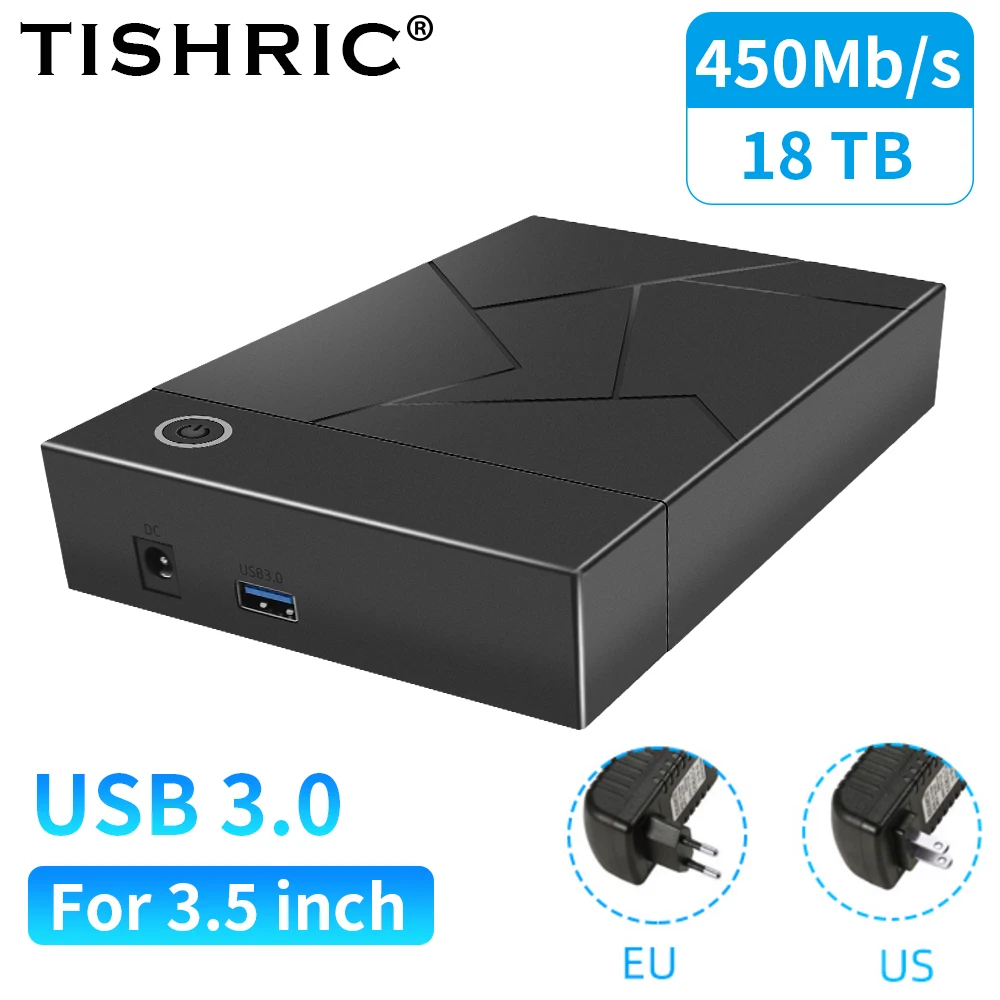 TISHRIC 3,5-дюймовый корпус для жесткого диска с портом USB 3.0 и SATA Корпус для жесткого диска SSD SATA Корпус для внешнего твердотельного жесткого диска