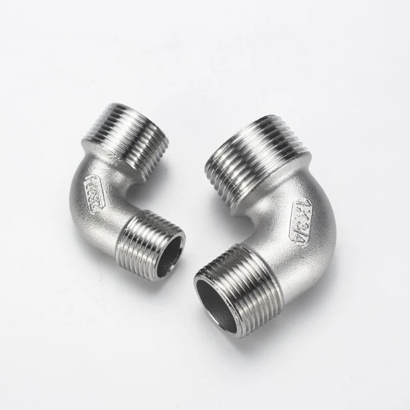 SS304 нержавеющая сталь 3/8 дюйма 1/2 дюйма 3/4 дюйма 1 дюйм (Dn8-Dn25) BSPT, двухсторонний наружный редуктор проволоки, Колено 90 градусов, Соединительный фитинг для труб