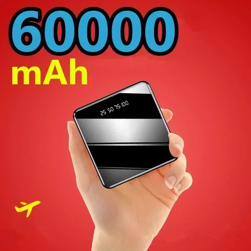 2025НОВЫЙ Мини 60000 мАч Портативный Power Bank 2 USB ЖК-цифровой дисплей Быстрая зарядка Внешний аккумулятор Powerbank для iPhone Xiaomi H