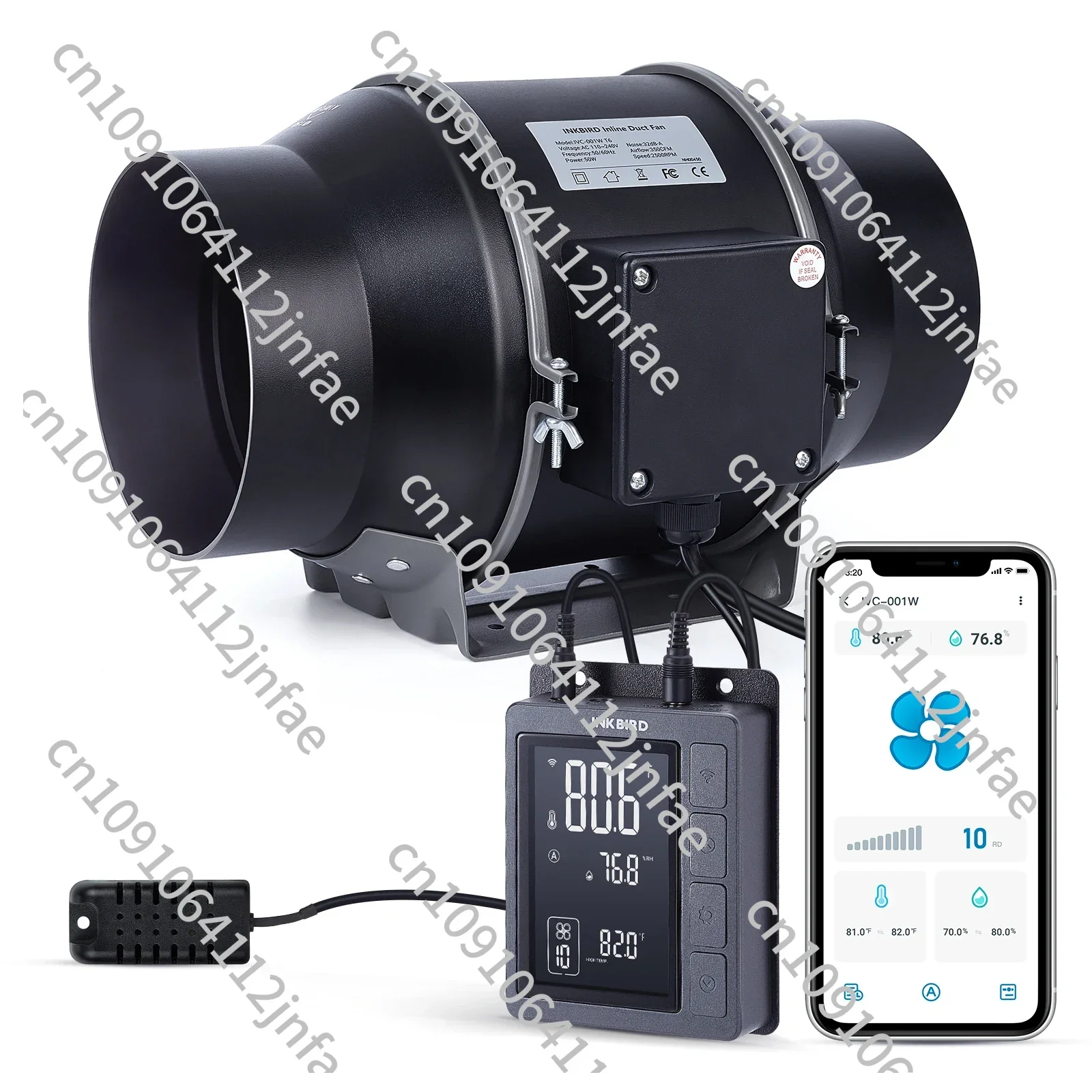 INKBIRD IVC-001W 6-дюймовый линейный канальный вентилятор с интеллектуальным контроллером, вентиляционный вентилятор HVAC для палаток для выращивания