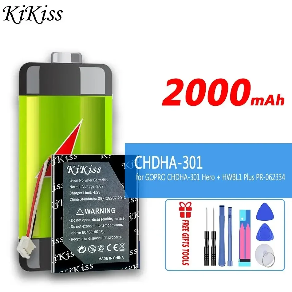 Аккумулятор KiKiss CHDHA301 2000 мАч для GOPRO CHDHA-301 Hero + HWBL1 Plus HWBL 1 Plus 1Plus PR- 062334   Батерия