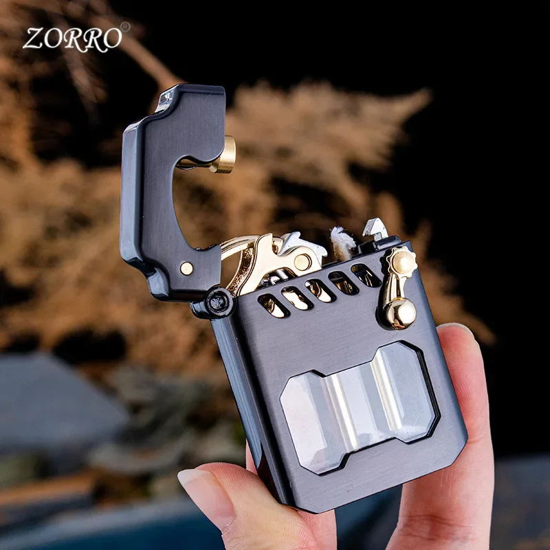 ZORRO Mecha, прозрачный топливный бак, механическая тормозная зажигалка, металлическая высококачественная креативная высококачественная мужская зажигалка