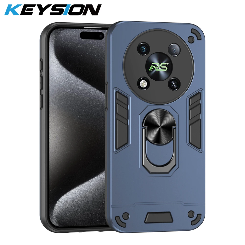 KEYSION противоударный бронированный чехол для Itel RS4, мягкий силиконовый + ПК, защитное кольцо для объектива камеры, подставка для телефона, задняя крышка для Itel RS4