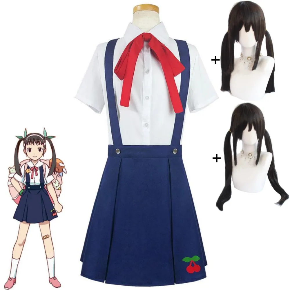 Костюм для косплея аниме Hachikuji Mayoi Bakemonogatari Monogatari, парик 60 см/80 см, милая школьная форма Loli, костюм на Хэллоуин