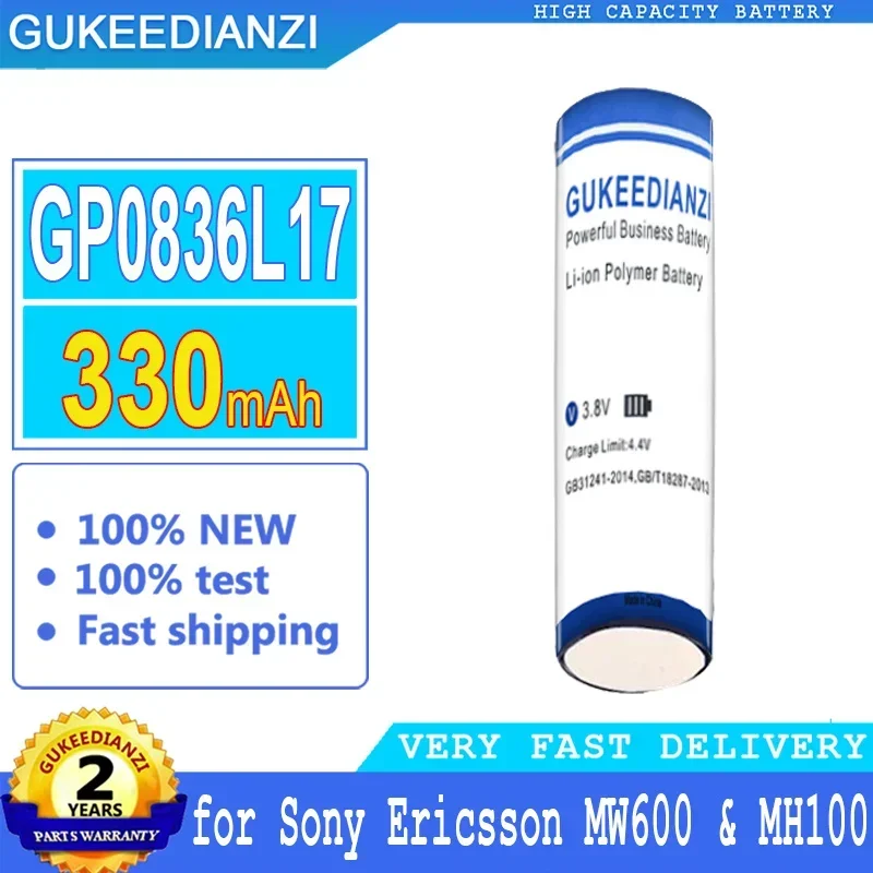 Аккумуляторные батареи для беспроводной гарнитуры Sony Ericsson MW600 MH100, портативный аккумулятор 330 мАч GP0836L17, высокая емкость