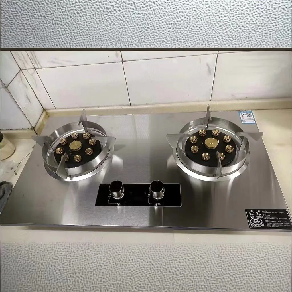 D Новый продукт на рынке, бытовая кухонная газовая плита с двумя конфорками, складная и легко чистящаяся газовая плита из нержавеющей стали Крупная бытовая техника
