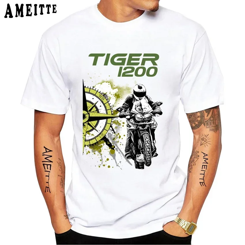 Новая летняя мужская футболка с коротким рукавом 800 900 Tiger 1200, раллийный дизайн, велосипедная футболка, мотоциклетные спортивные футболки для верховой езды, белые повседневные футболки для мальчиков
