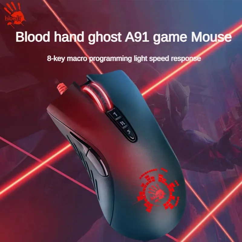 Проводная мышь A4Tech Bloody A91, программируемый драйвер для макросъемки PAW3327, 4000dpi, компьютерные геймеры, электронные виды спорта, игровые аксессуары, 8 кнопок, мышь CF