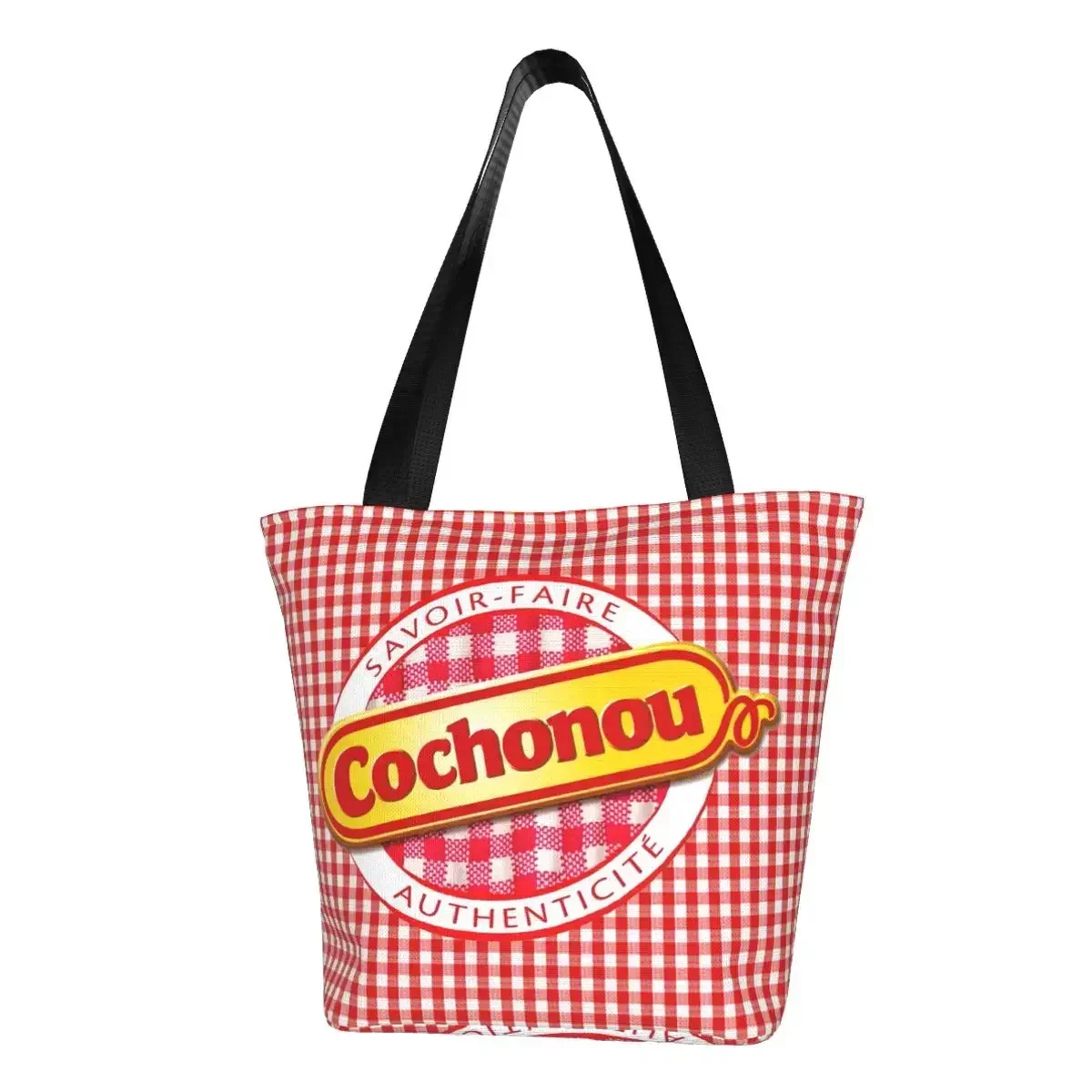 Сумка для покупок с логотипом свиньи Cochonou, модная холщовая сумка-шоппер с принтом, сумка-тоут через плечо, вместительная Портативная сумка