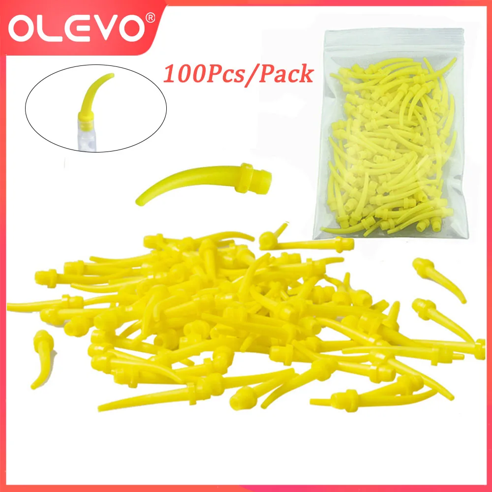 OLEVO 100 шт. стоматологические насадки для смешивания оттиска одноразовый внутриполостной шприц желтый диспенсер конвейерные насадки для пистолета лаборатория odontology