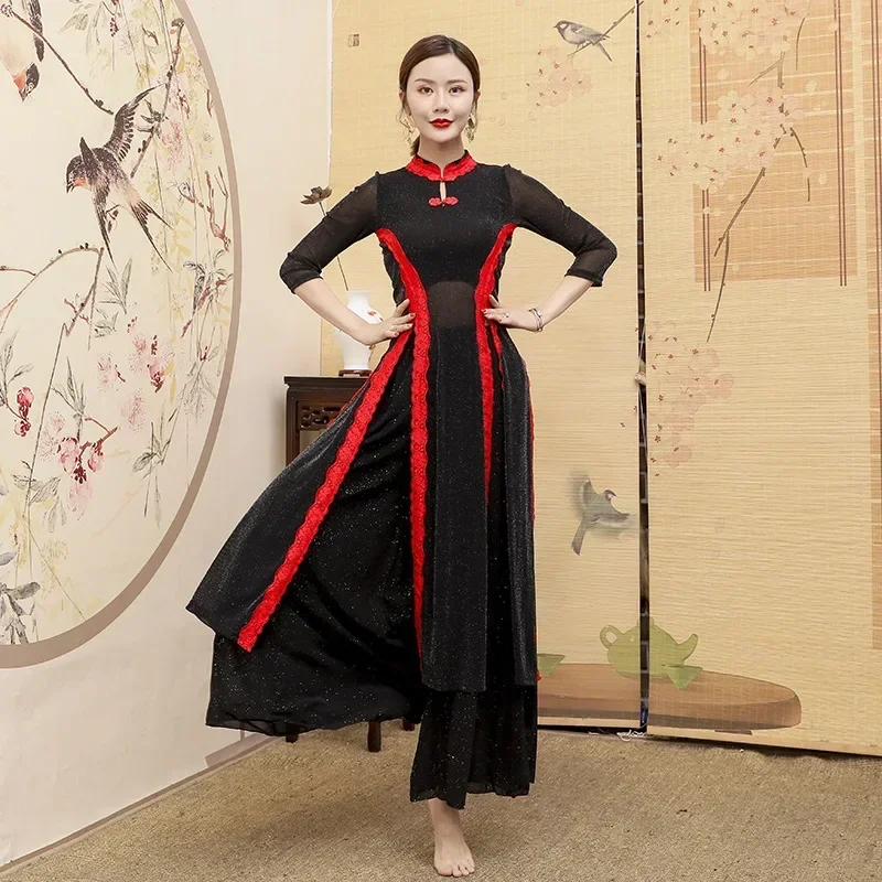 Фото Винтажное восточное платье для танца живота, китайское платье Cheongsam, классическая униформа Hanfu, одежда с вышивкой, женский костюм для выступлений №3