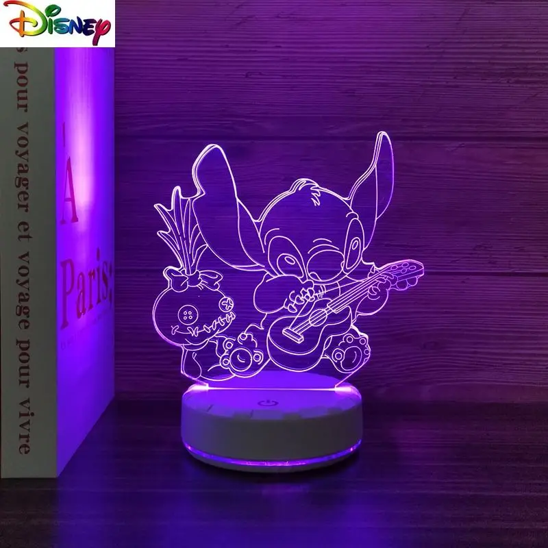 Подарок с героями мультфильмов Disney Stitch, сенсорный 3D ночник с дистанционным управлением, креативное украшение для домашнего рабочего стола, милое украшение для спальни