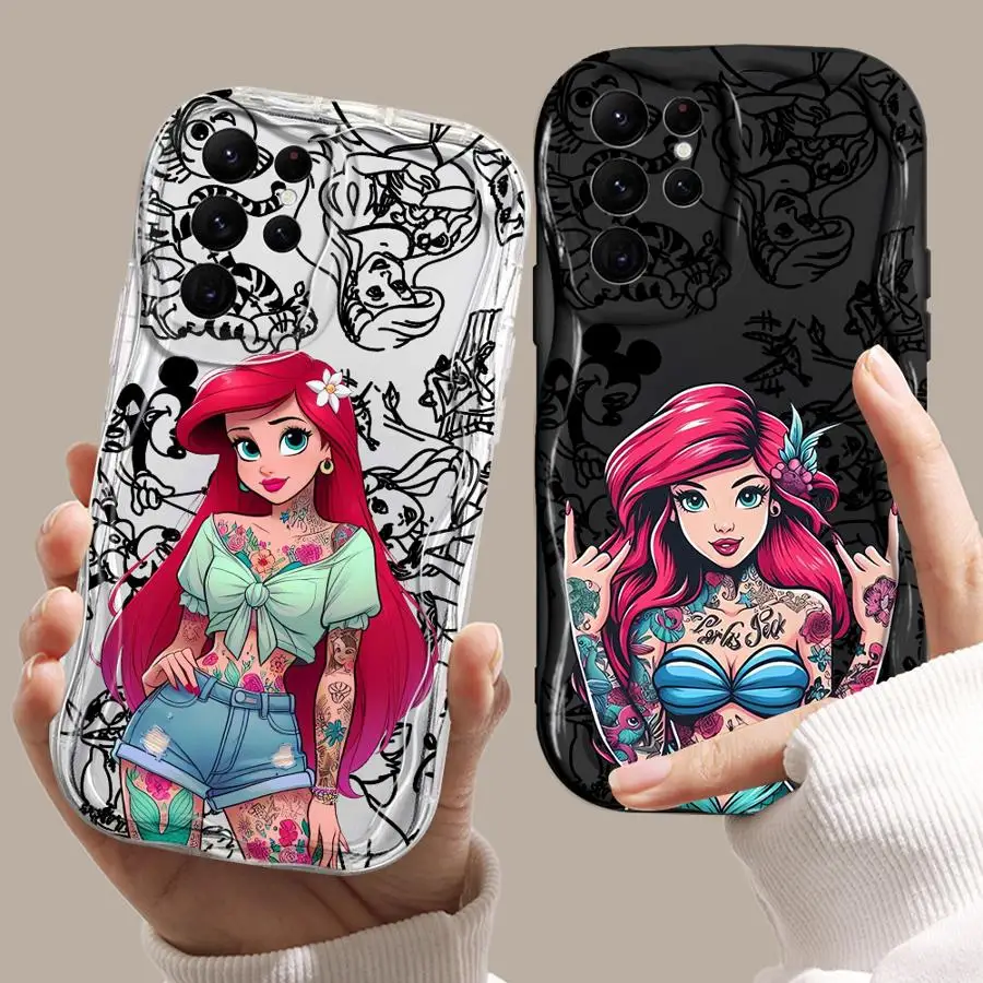 Чехол для Samsung Galaxy S23+ S21 S24 Plus S22 S25 Ultra S24+ S23 FE S20 Мягкий чехол для телефона Disney Tattoo Ariel Princess